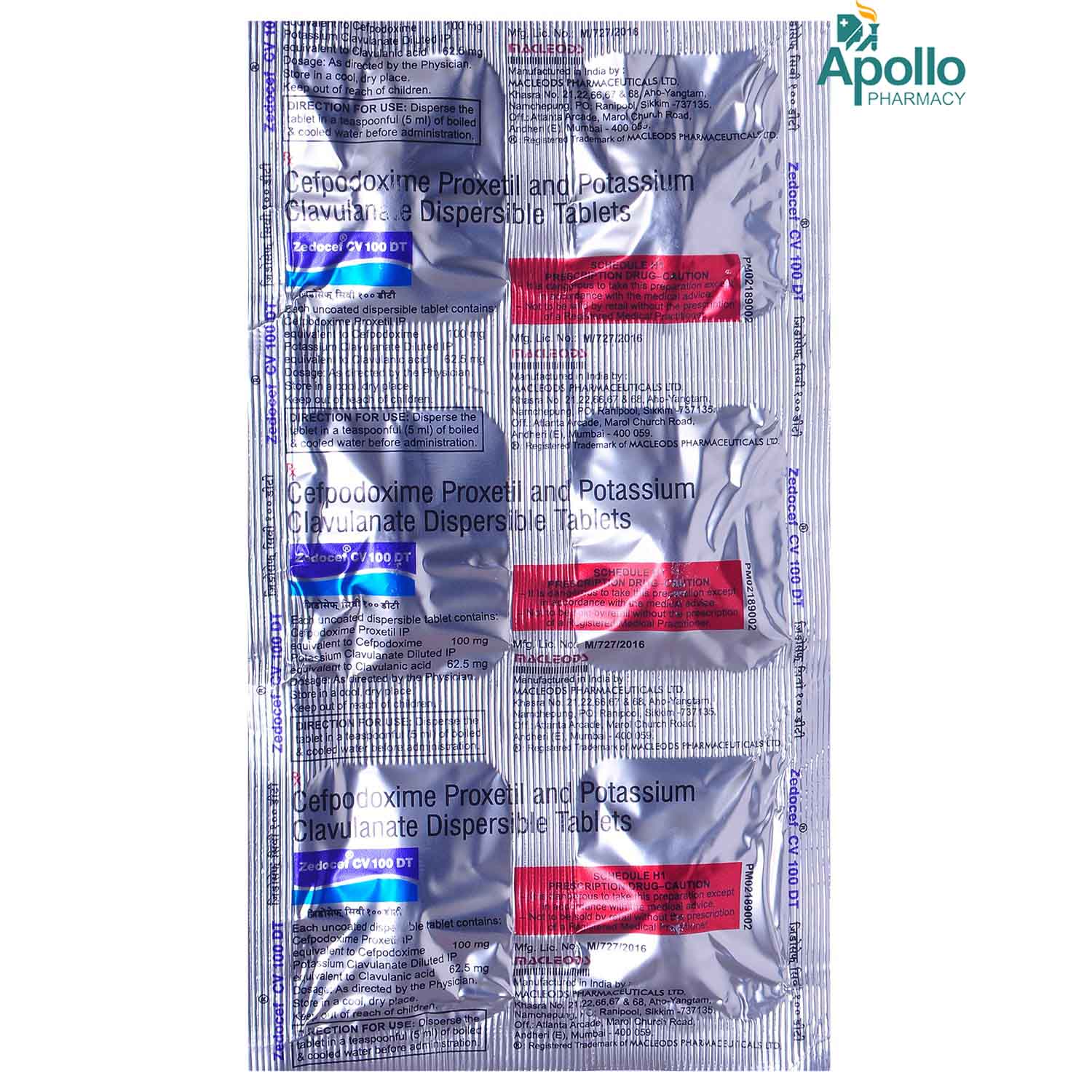 ZEDOCEF CV 100MG DT TABLET, Pack of 6 TABLETS ZEDOCEF CV 100MG DT TABLET, Pack of 6 TABLETS