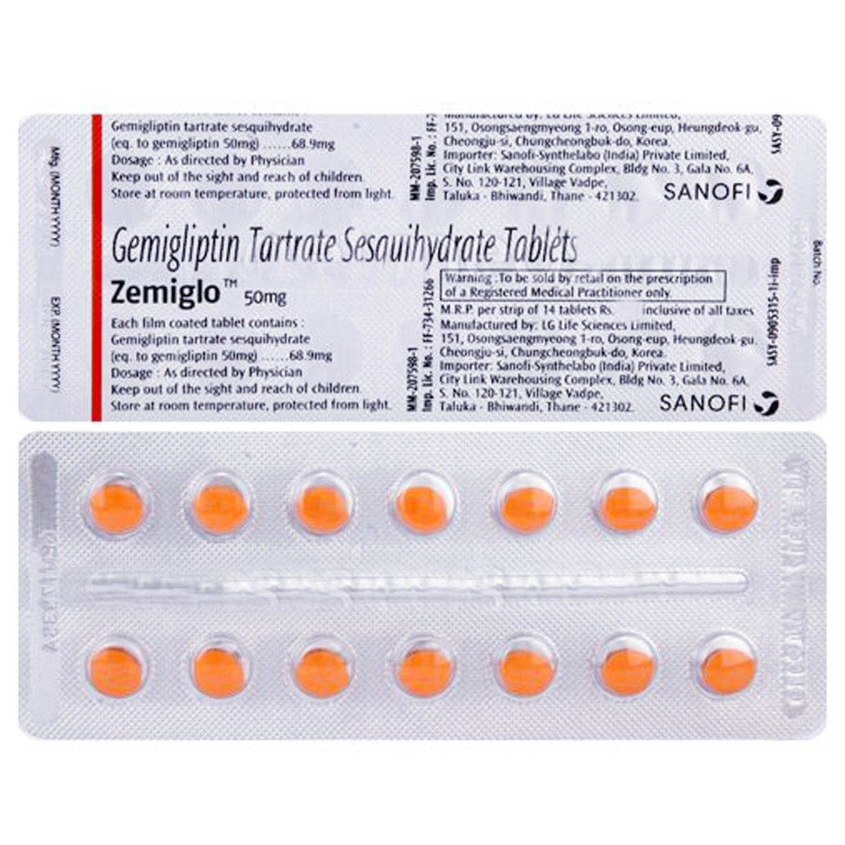 Zemiglo 50 mg Tablet 14's, Pack of 14 TABLETS Zemiglo 50 mg Tablet 14's, Pack of 14 TABLETS