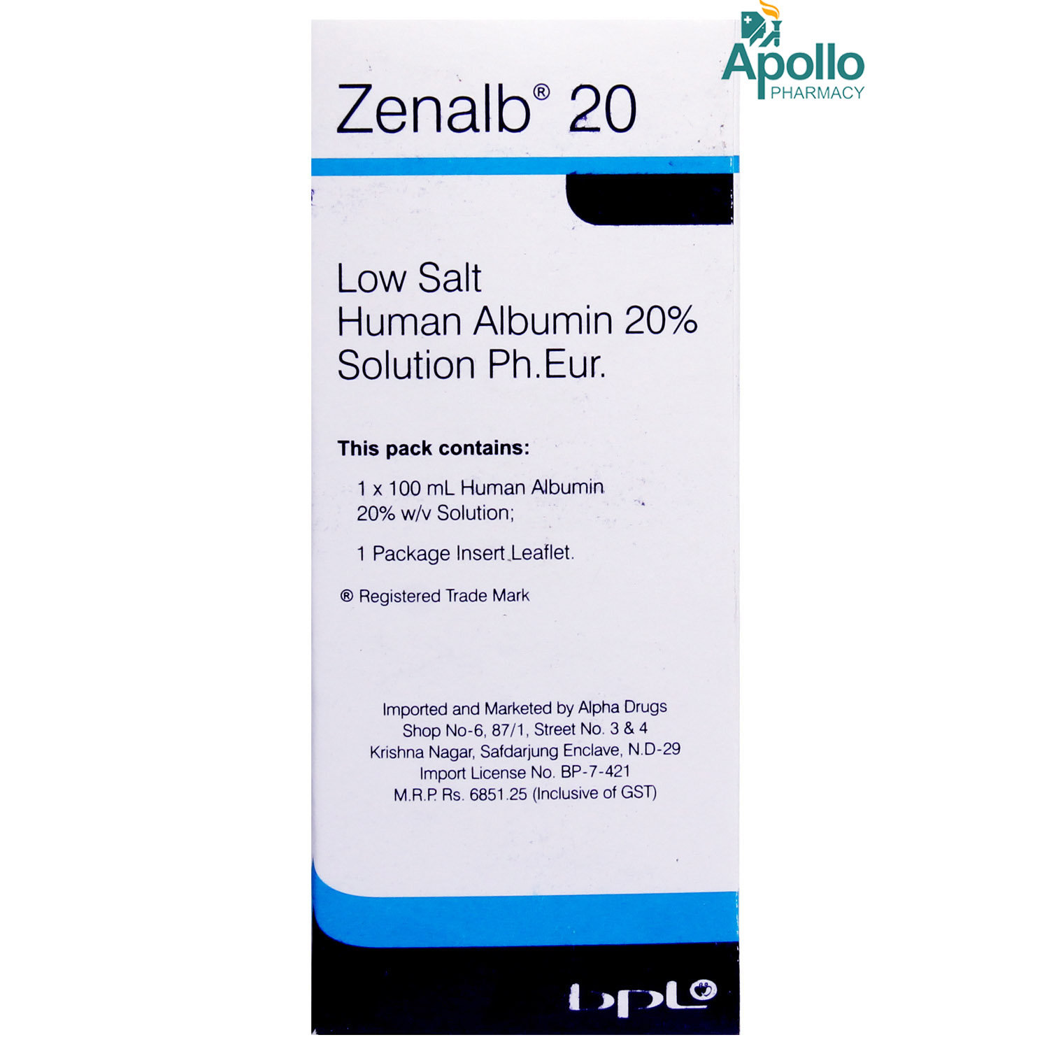 ZENALB 20% 100 ML INJECTION, Pack of 1 INJECTION ZENALB 20% 100 ML INJECTION, Pack of 1 INJECTION