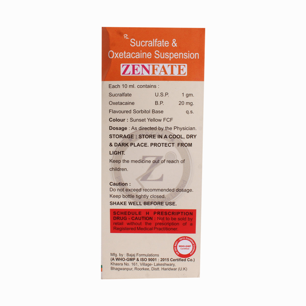 Zenfate Sugar Free Orange Suspension 200 ml, Pack of 1 Zenfate Sugar Free Orange Suspension 200 ml, Pack of 1