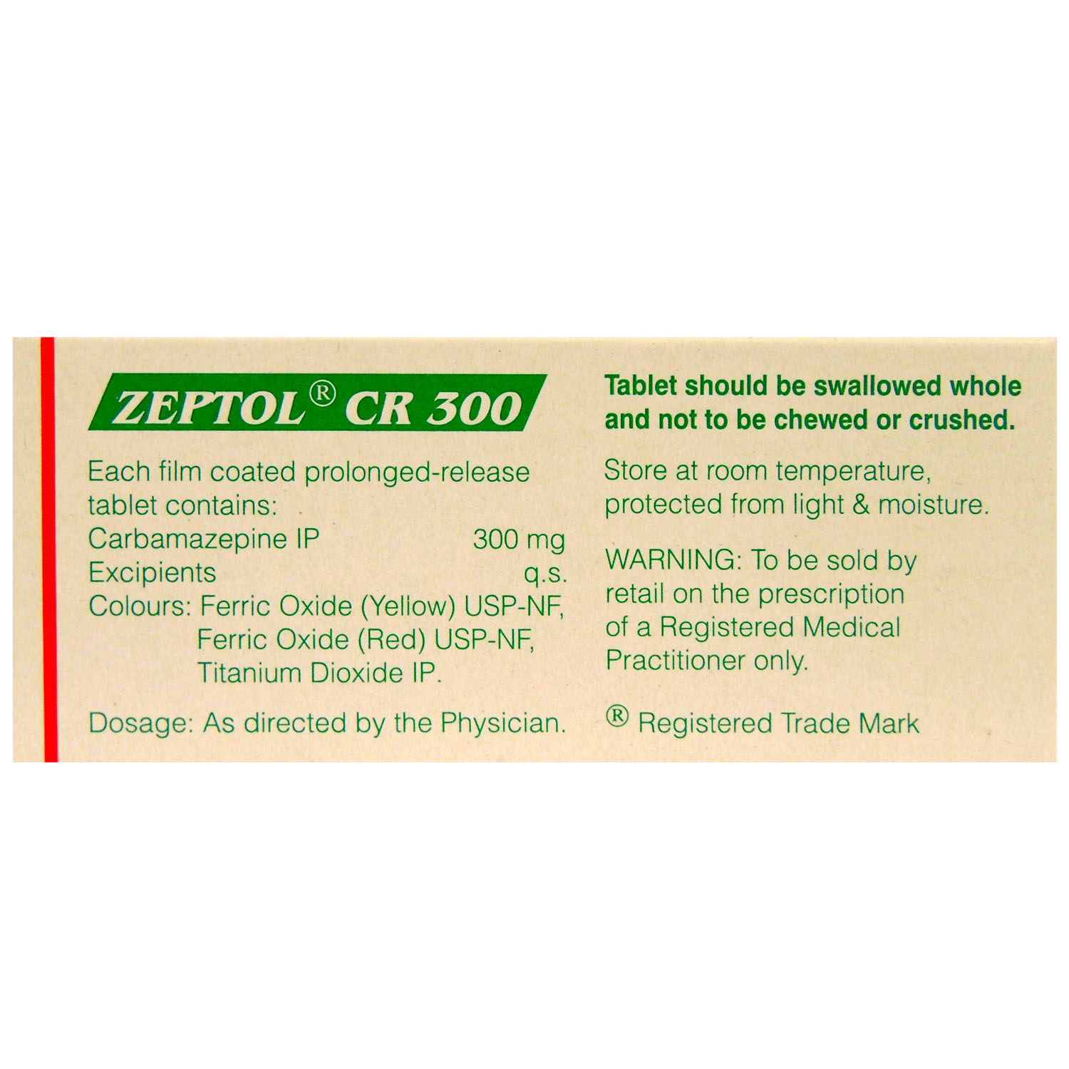 Zeptol CR 300 Tablet 10's, Pack of 10 TABLETS Zeptol CR 300 Tablet 10's, Pack of 10 TABLETS
