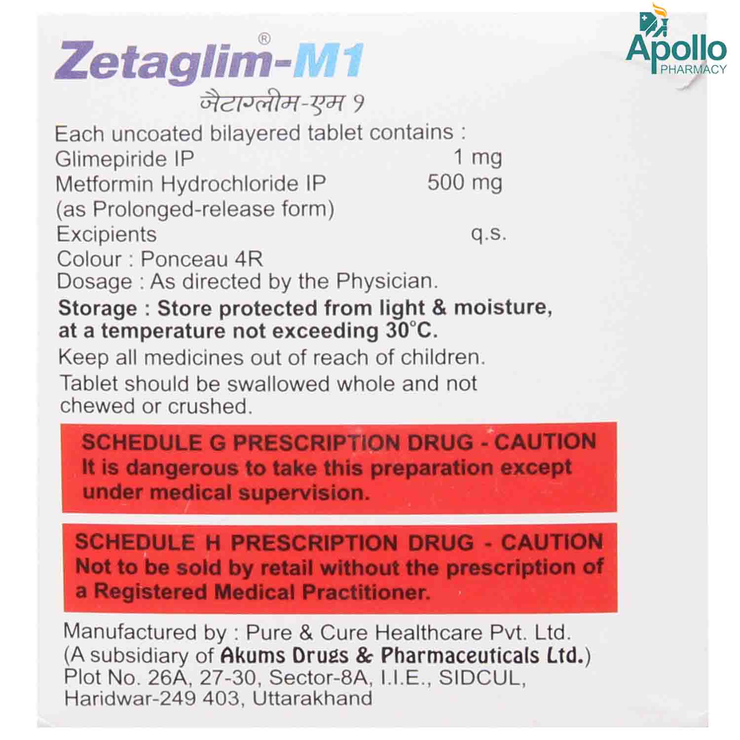 Zetaglim M1 Tablet 15's, Pack of 15 TABLET PRS Zetaglim M1 Tablet 15's, Pack of 15 TABLET PRS