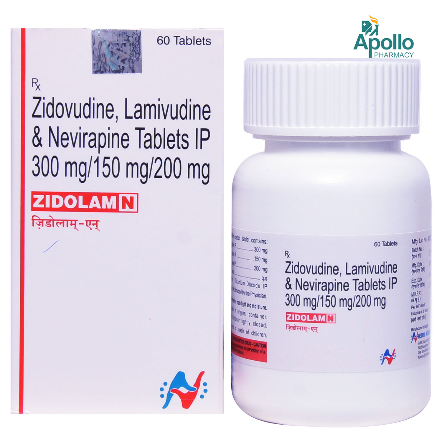 Buy ZIDOLAM N 300/150/200MG TABLET 60'S Online