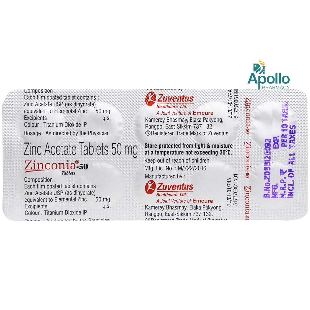 Zinconia-50 Tablet 10's, Pack of 10 TABLETS Zinconia-50 Tablet 10's, Pack of 10 TABLETS