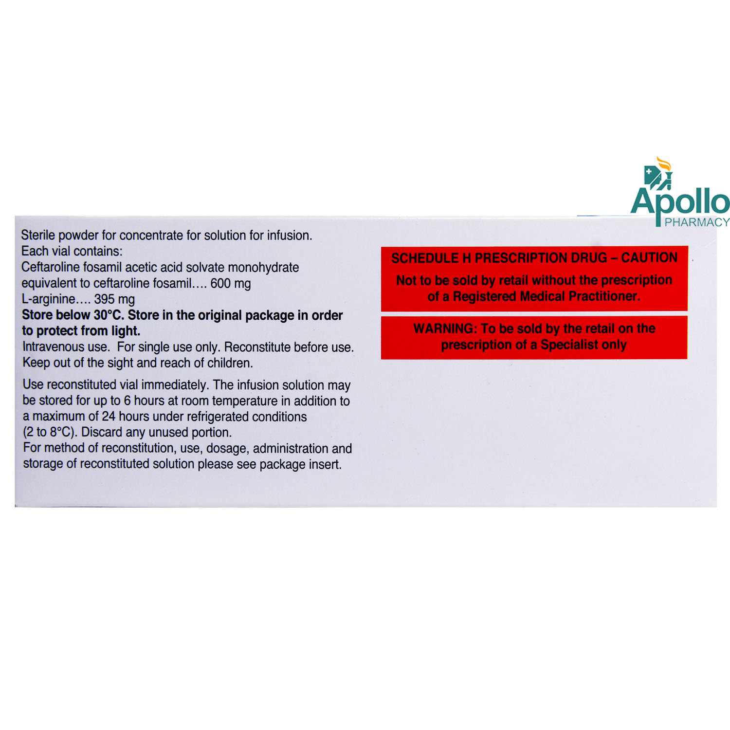 Zinforo 600mg Injection 1's, Pack of 1 INJECTION Zinforo 600mg Injection 1's, Pack of 1 INJECTION