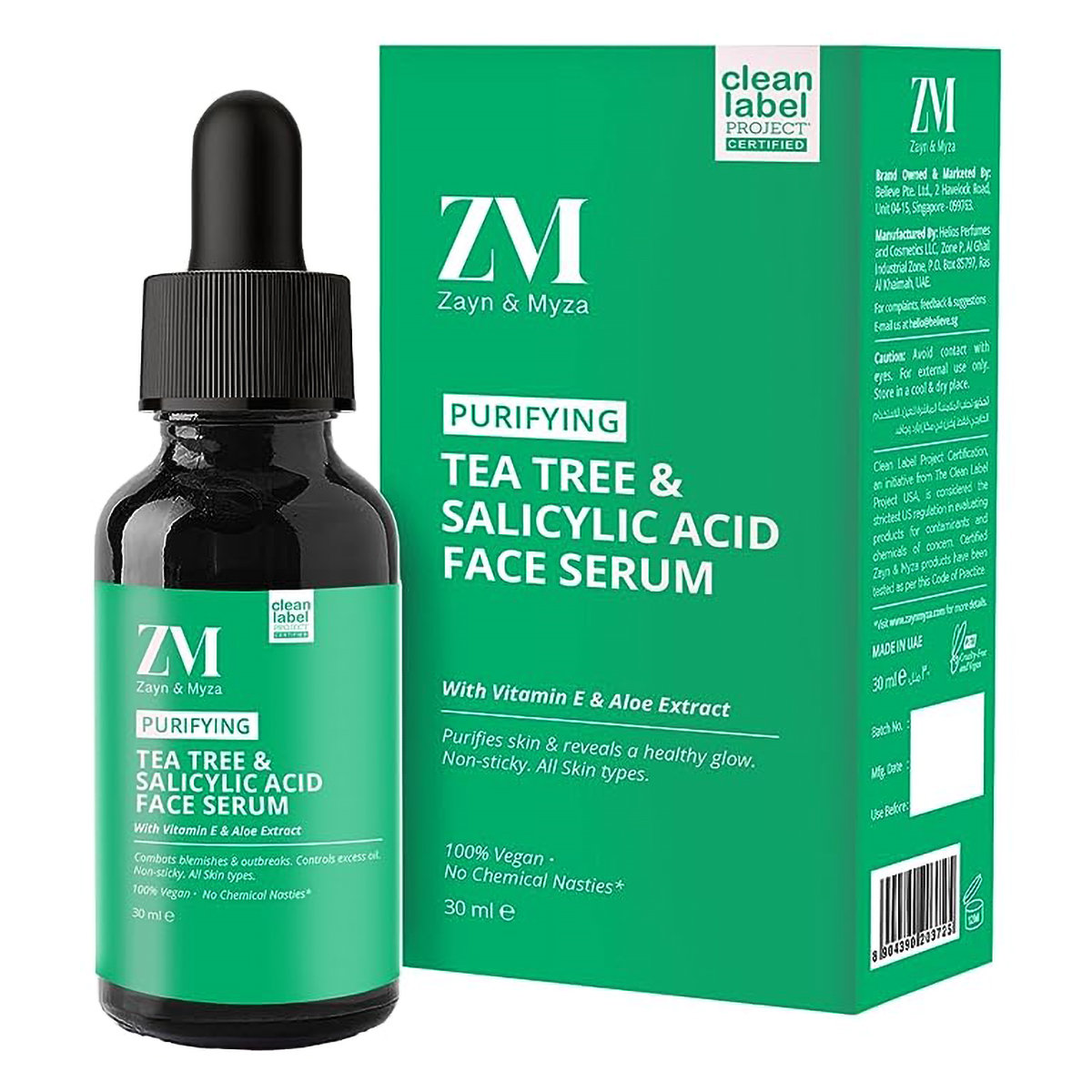 ZM Purifying Tea Tree & Salicylic Acid Face Serum 30 ml | With Vitamin E & Aloe Extract | Skin Purification Serum | For Healthy Glowing Skin | Non Sticky Formula | For All Skin Type, Pack of 1 ZM Purifying Tea Tree & Salicylic Acid Face Serum 30 ml | With Vitamin E & Aloe Extract | Skin Purification Serum | For Healthy Glowing Skin | Non Sticky Formula | For All Skin Type, Pack of 1