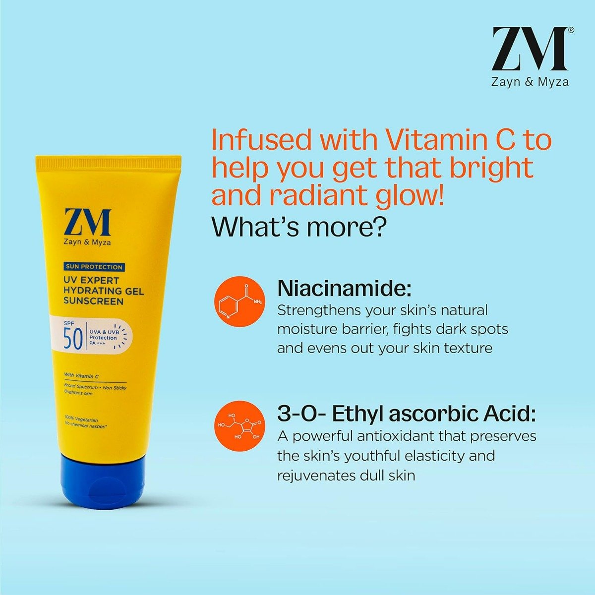 ZM UV Expert Hydrating Gel Sunscreen SPF 50 PA+++ with Vitamin C, 100 gm, Pack of 1 ZM UV Expert Hydrating Gel Sunscreen SPF 50 PA+++ with Vitamin C, 100 gm, Pack of 1