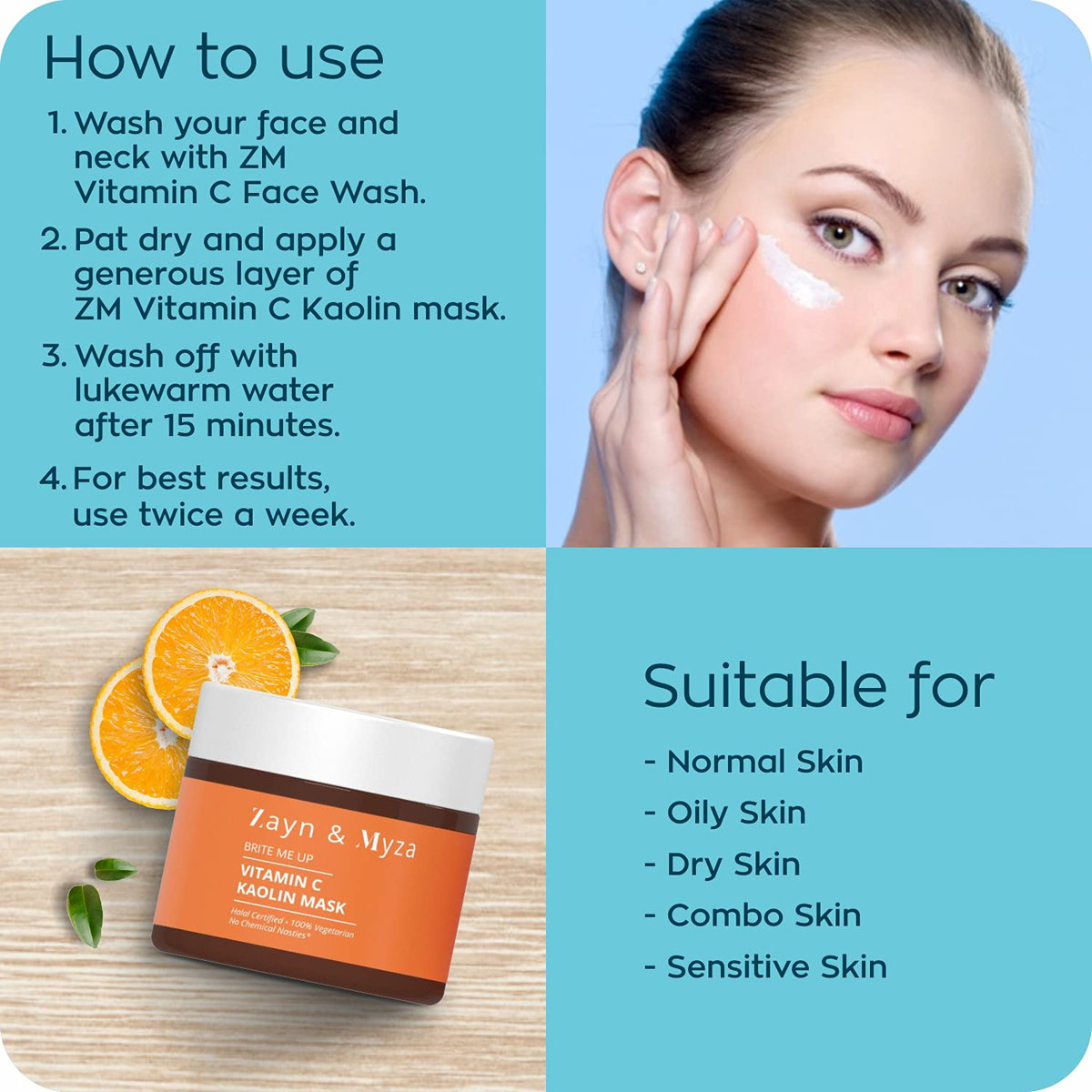 ZM Vitamin C Kaolin Face Mask 50 gm | With Kaolin & Niacinamide | Deep Skin Cleansing | For Glowing & Radiant Skin | For Normal, Dry, Sensitive, Combination & Oily Skin, Pack of 1 ZM Vitamin C Kaolin Face Mask 50 gm | With Kaolin & Niacinamide | Deep Skin Cleansing | For Glowing & Radiant Skin | For Normal, Dry, Sensitive, Combination & Oily Skin, Pack of 1