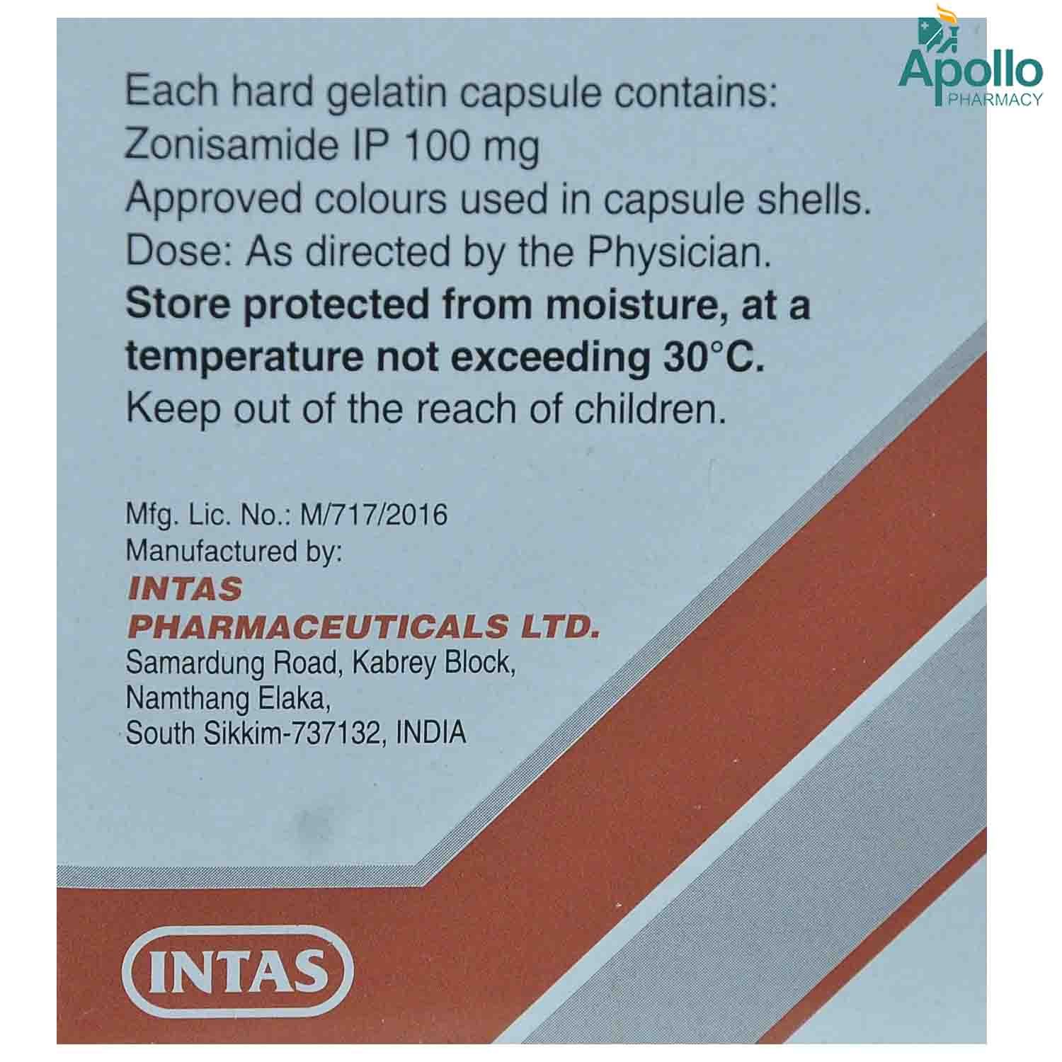 ZONIMID 100MG TABLET, Pack of 10 TABLETS ZONIMID 100MG TABLET, Pack of 10 TABLETS