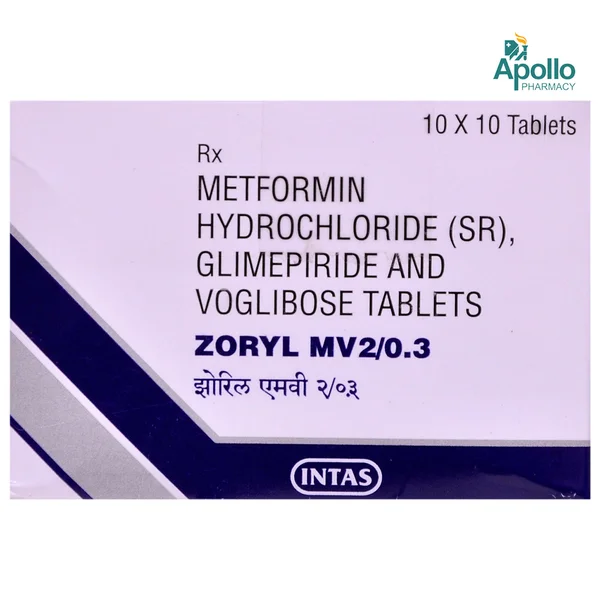 Zoryl MV 2/0.3 Tablet 10's, Pack of 10 TABLETS