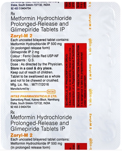 Zoryl M 2 Tablet 20's, Pack of 20 TABLETS