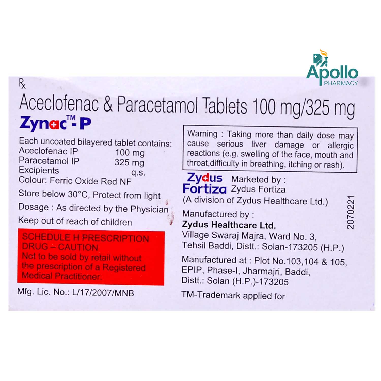 Zynac-P Tablet 10's, Pack of 10 TABLETS Zynac-P Tablet 10's, Pack of 10 TABLETS