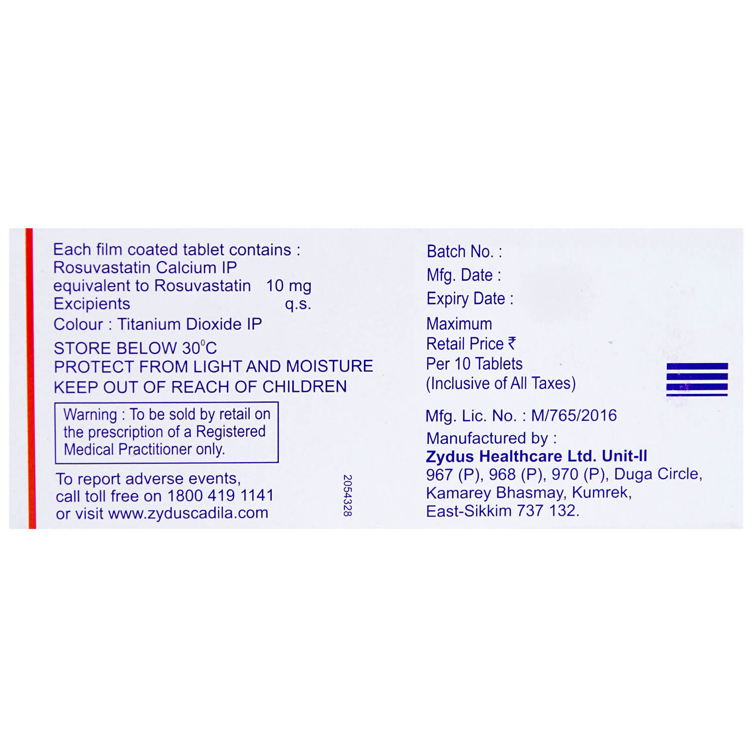 Zyrova 10 Tablet 10's, Pack of 10 TABLETS Zyrova 10 Tablet 10's, Pack of 10 TABLETS