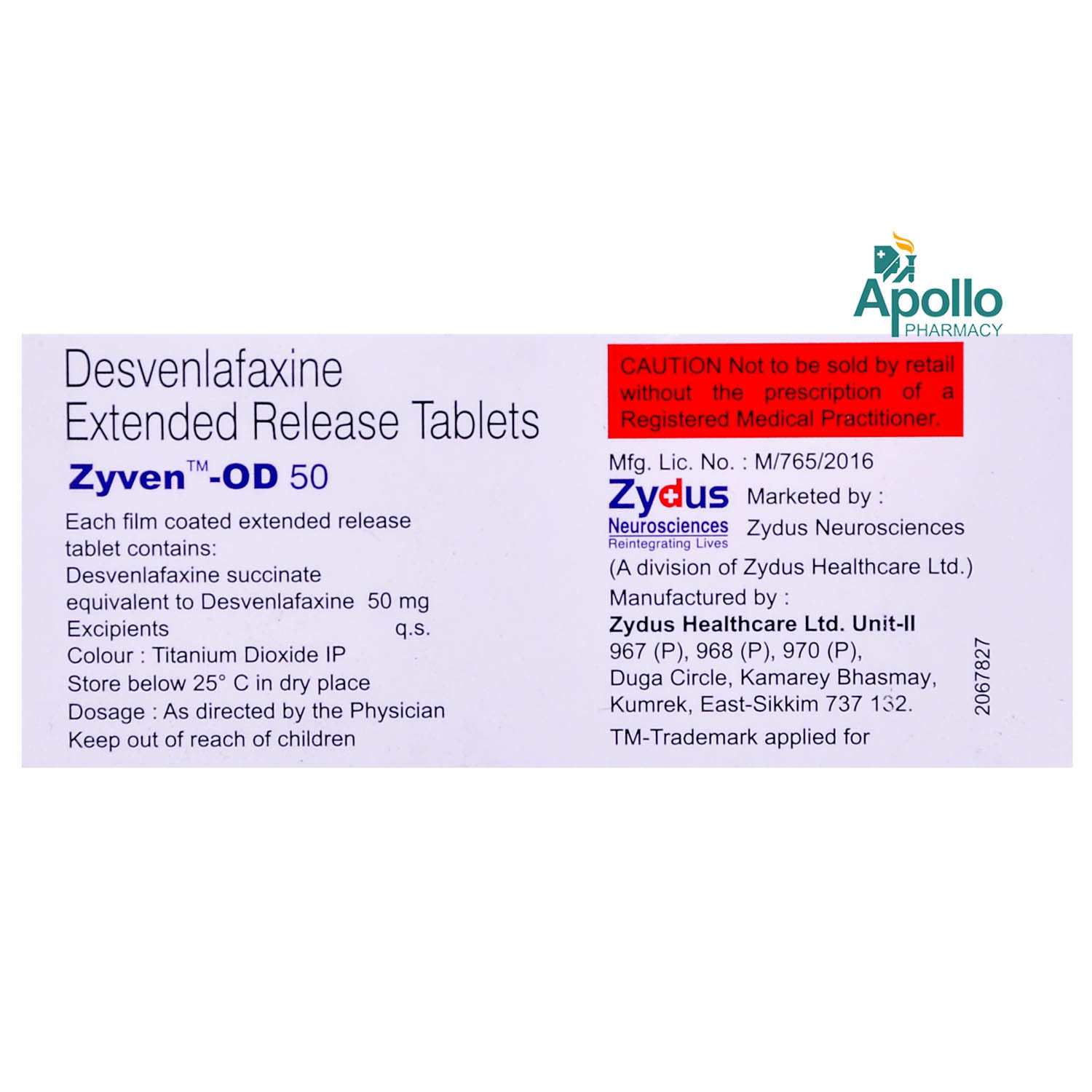 ZYVEN OD 50MG TABLET, Pack of 10 TABLETS ZYVEN OD 50MG TABLET, Pack of 10 TABLETS