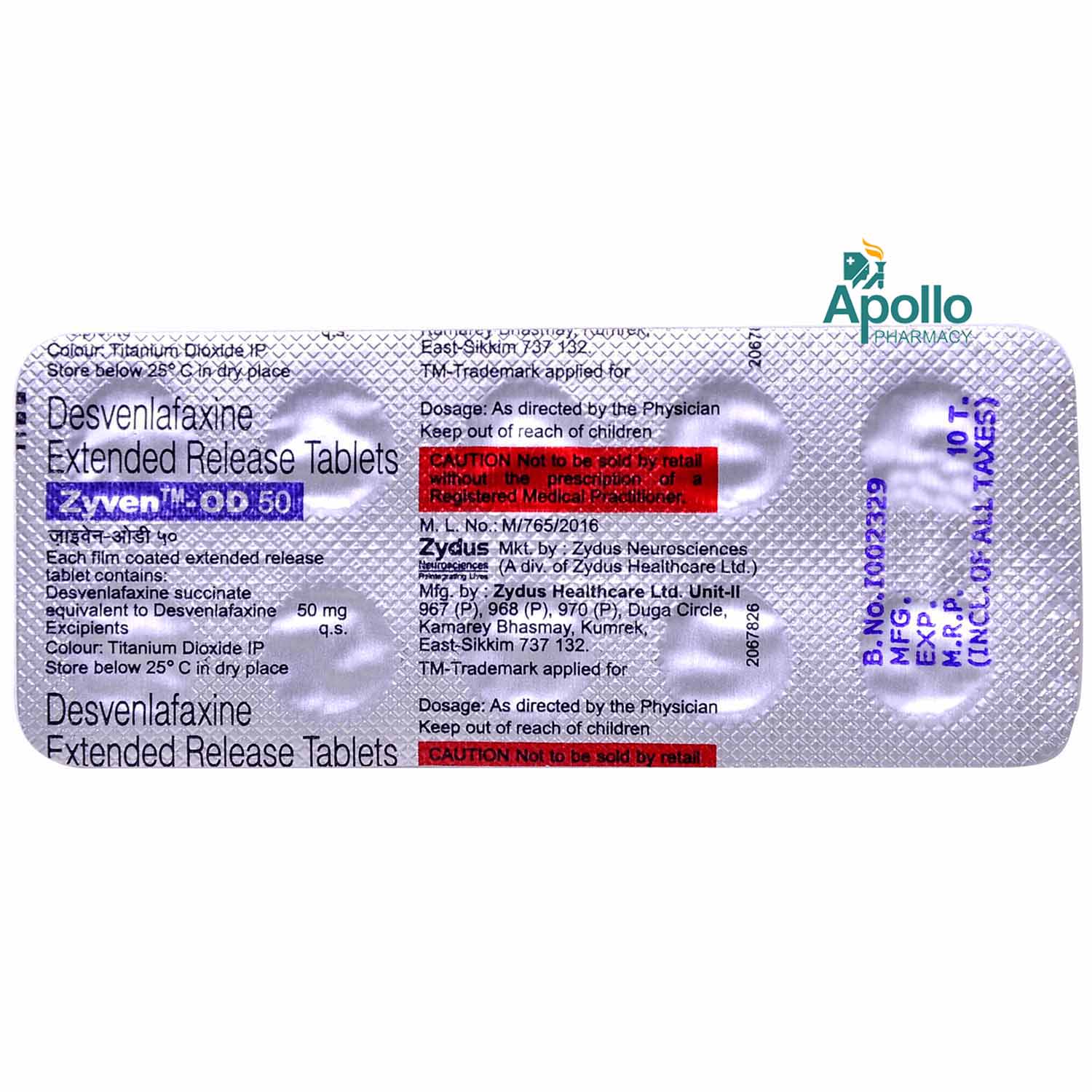 ZYVEN OD 50MG TABLET, Pack of 10 TABLETS ZYVEN OD 50MG TABLET, Pack of 10 TABLETS