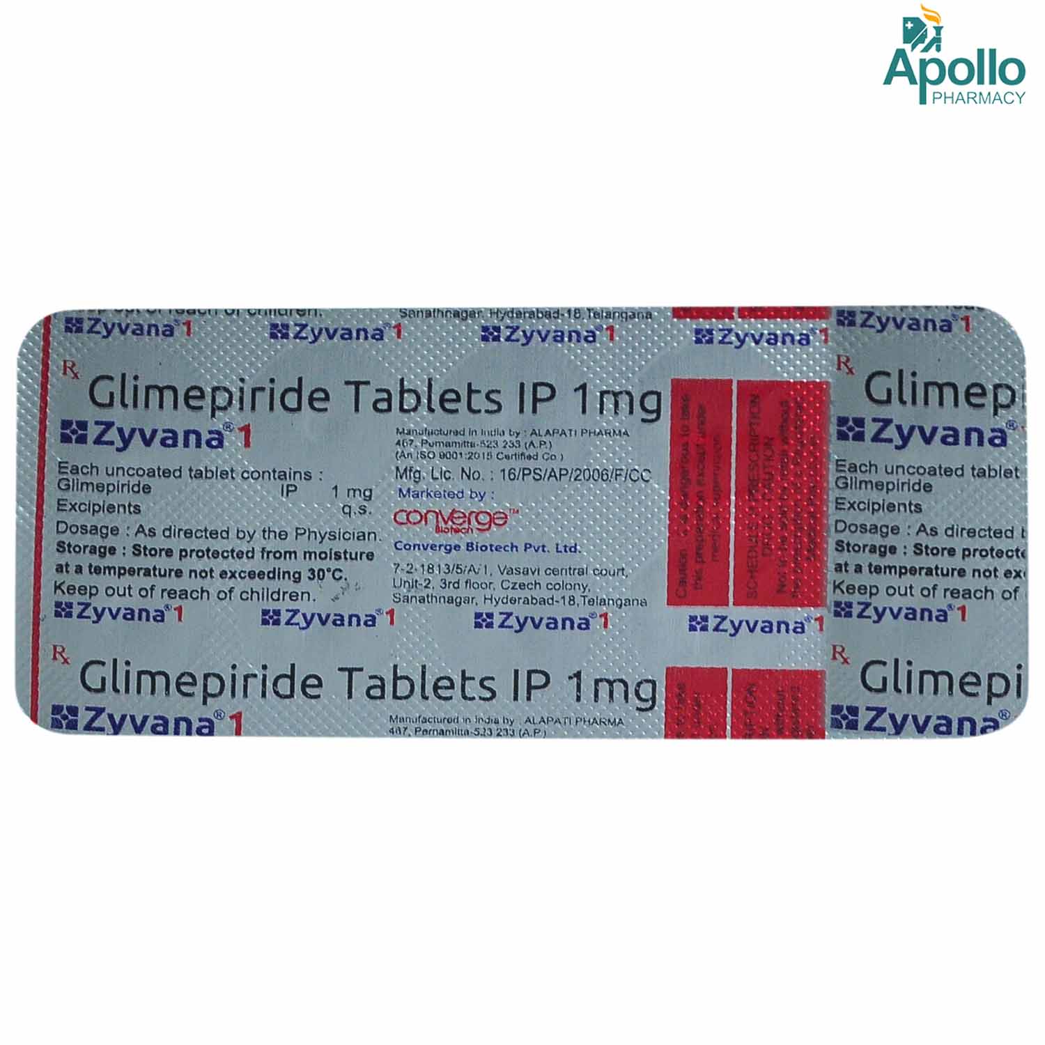 ZYVANA 1MG TABLET 10'S, Pack of 10 TabletS ZYVANA 1MG TABLET 10'S, Pack of 10 TabletS